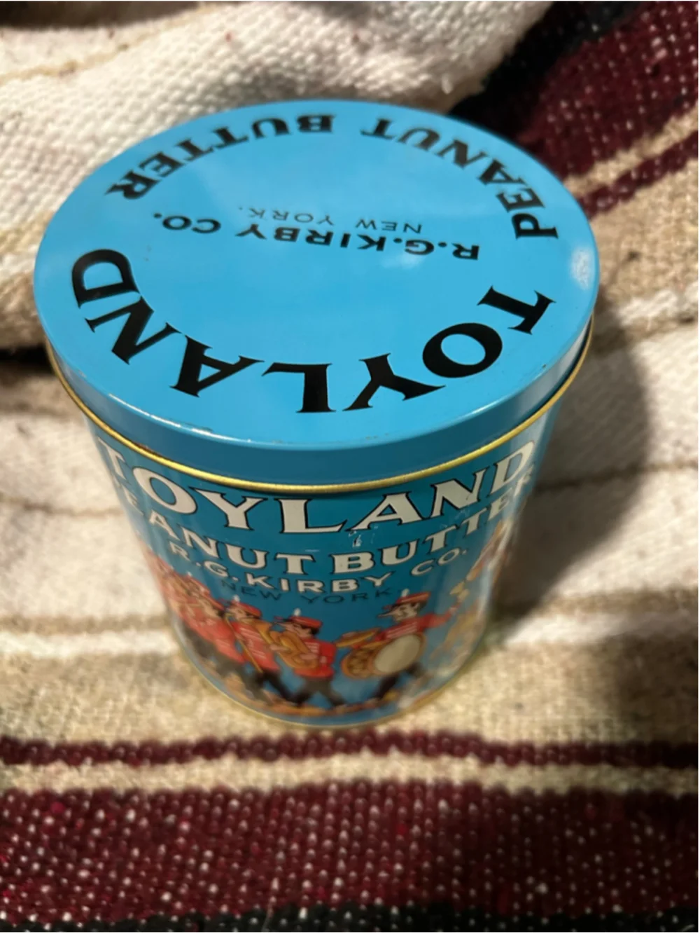 Vintage R.G. Kirby Co. Toyland Peanut Butter Tin, One Size, Blue and Red